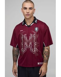 BoohooMAN - Oversized Grunge Varsity Rhinestone Mesh V Neck T-Shirt - Lyst