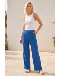 Roman - Petite Wide Leg Textured Trouser - Lyst