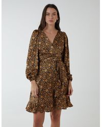 Blue Vanilla - Ruffle Fixed Wrap Tie Dress - Lyst