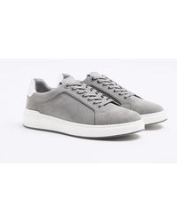 River Island - Chunky Trainers Suede Lace Up Pu - Lyst