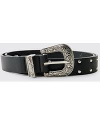 BoohooMAN - Pu Western Buckle Belt - Lyst