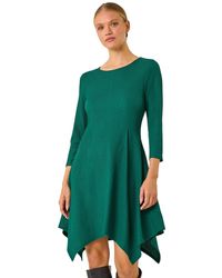 Roman - Asymmetric Textured Pleat Dress - Lyst