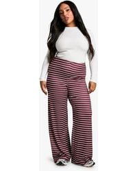 Boohoo - Plus Stripe Wide Leg Pants - Lyst