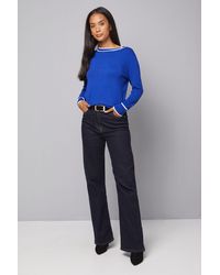 Wallis - Zip Back Crew Knitted Top - Lyst