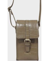 Assots London - 'Petra' Croc Real Leather Mobile Phone Crossbody Bag - Lyst