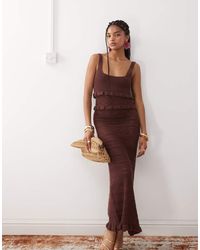 Miss Selfridge - Frill Crochet Maxi Dress - Lyst