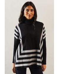 Wallis - Striped Roll Neck Poncho - Lyst