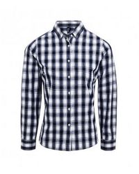 PREMIER - Checkered Cotton Long Sleeve Shirt - Lyst
