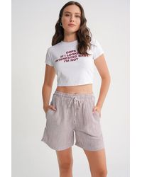 MixRay - High-Waisted Striped Wide Leg Shorts - Lyst