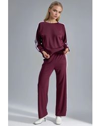 Hiccup - Striped Crew Neck Sweatshirt & Straight Leg Pants Coord - Lyst