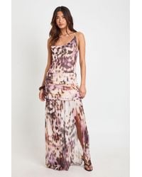 Boohoo - Blurred Leopard Printed Mesh Cross Back Detail Flare Hem Maxi Dress - Lyst