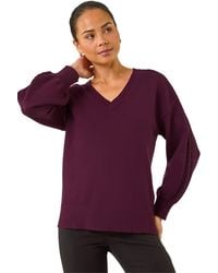 Roman - Petite Contrast Sleeve Knit Jumper - Lyst