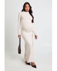 Boohoo - Maternity Under Bump Tie Drop Hem Maxi - Lyst