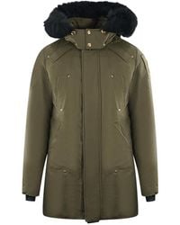 Moose Knuckles - Stage Lake Parka-Daunenjacke Mit Schwarzem Besatz Und Grüner Farbe - Lyst