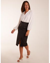 Blue Vanilla - Front Split Midi Utility Skirt - Lyst