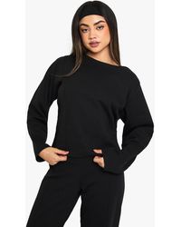 Boohoo - Cinched Waist Interlock Sweatshirt - Lyst