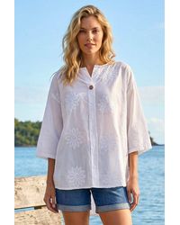 Roman - Cotton Floral Embroidered Tunic Top - Lyst