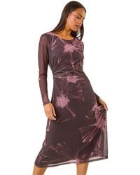 Roman - Petite Abstract Mesh Stretch Midi Dress - Lyst