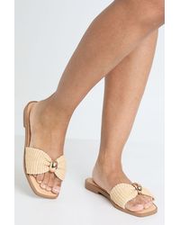 Boohoo - Wide Fit Raffia Trim Sliders - Lyst