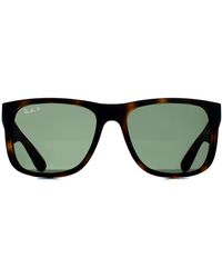 Ray-Ban - Rectangle Matte Havana Dark Polarized Rb4165 Justin - Lyst