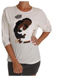 Dolce & Gabbana - Silk #Dgfamily Crystal T-Shirt Material_Silk - Lyst