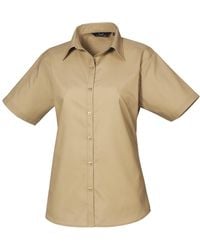 PREMIER - Short Sleeve Poplin Blouse Plain Work Shirt - Lyst