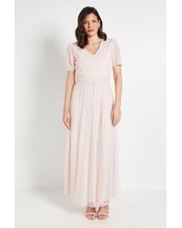 Wallis - Mesh Lace Trim Maxi Dress - Lyst