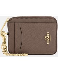 COACH - Refined Pebbled Leather Card Holder - Lyst