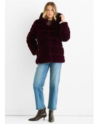 Gini London - Dark Horizontal Cut Fur Hooded Jacket - Lyst