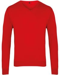 PREMIER - Knitted Cotton Acrylic V Neck Sweatshirt - Lyst