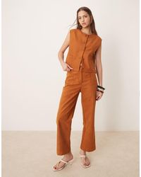 ASOS - Faux Suede Cropped Straight Leg Trouser Co-Ord - Lyst