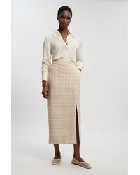 Karen Millen - Tailored Check Pencil Midi Skirt - Lyst