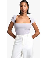 Boohoo - Double Layer Slinky Square Neck Cap Sleeve One Piece - Lyst