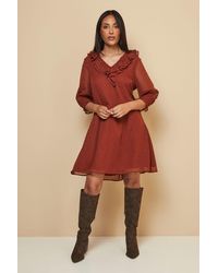 Wallis - Petite Dobby Ruffle Shift Dress - Lyst