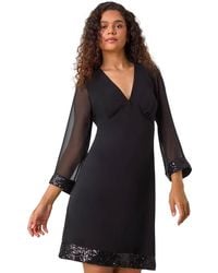 Roman - Contrast Sequin Cuff Dress - Lyst