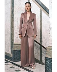 Karen Millen - Satin Viscose Tailored Kick Flare Trouser - Lyst