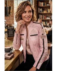 Infinity Leather - Biker Racing Badges Jacket-Maple - Lyst