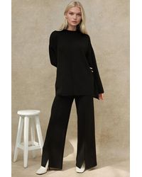 Hiccup - Long Sweater & High Waist Wide Leg Knit Co-Ord Set - Lyst