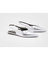 Boohoo - Bow Detail Pointed Slingback Flats - Lyst