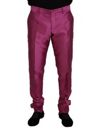 Dolce & Gabbana - Silk Slim Trousers Dress Formal Pants Material_Polyester - Lyst