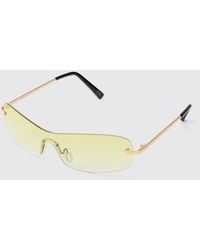 BoohooMAN - Rimless Tinted Metal Frame Sunglasses - Lyst
