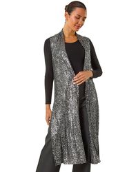 Roman - Sequin Longline Stretch Cardigan - Lyst