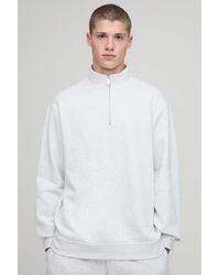 BoohooMAN - Basic Oversized Quarter Zip Funnel Neck Sweatshirt - Lyst