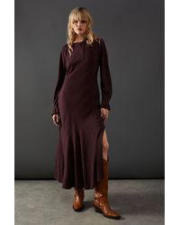 Warehouse - Viscose Twill Tie Shoulder Circle Tier Hem Midi Dress - Lyst