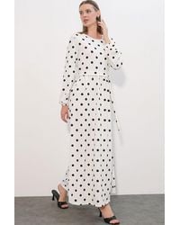 Bigdart - Floral Maxi Knit Dress With Bow Detail - Lyst