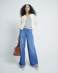 River Island - Super Wide Jeans Denim Cotton - Lyst