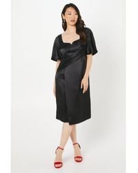 Coast - Petite Satin Wrap Waist Flutter Sleeve Midi Dress - Lyst