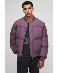 BoohooMAN - Oversized Fit Pleated Panel Bomber Jacket - Lyst
