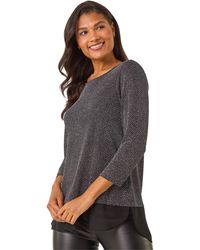 Roman - Shimmer Chiffon Hem Top - Lyst