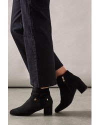 Good for the Sole - Wide Fit Madeline Bow Detail Medium Block Heel Ankle Boots - Lyst
